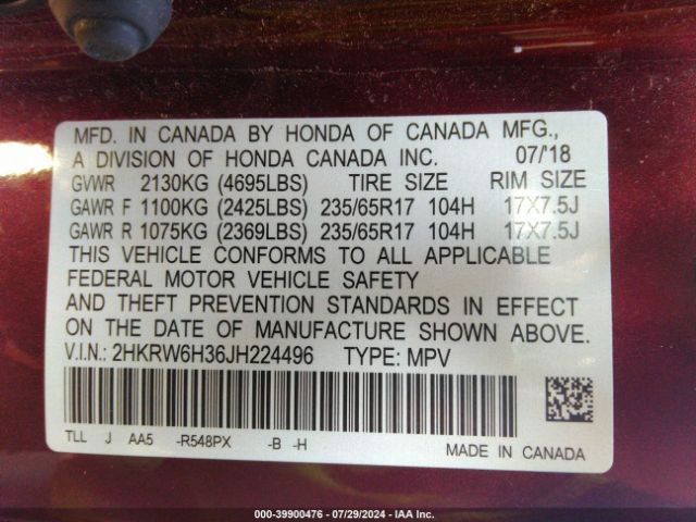 Photo 8 VIN: 2HKRW6H36JH224496 - HONDA CR-V 