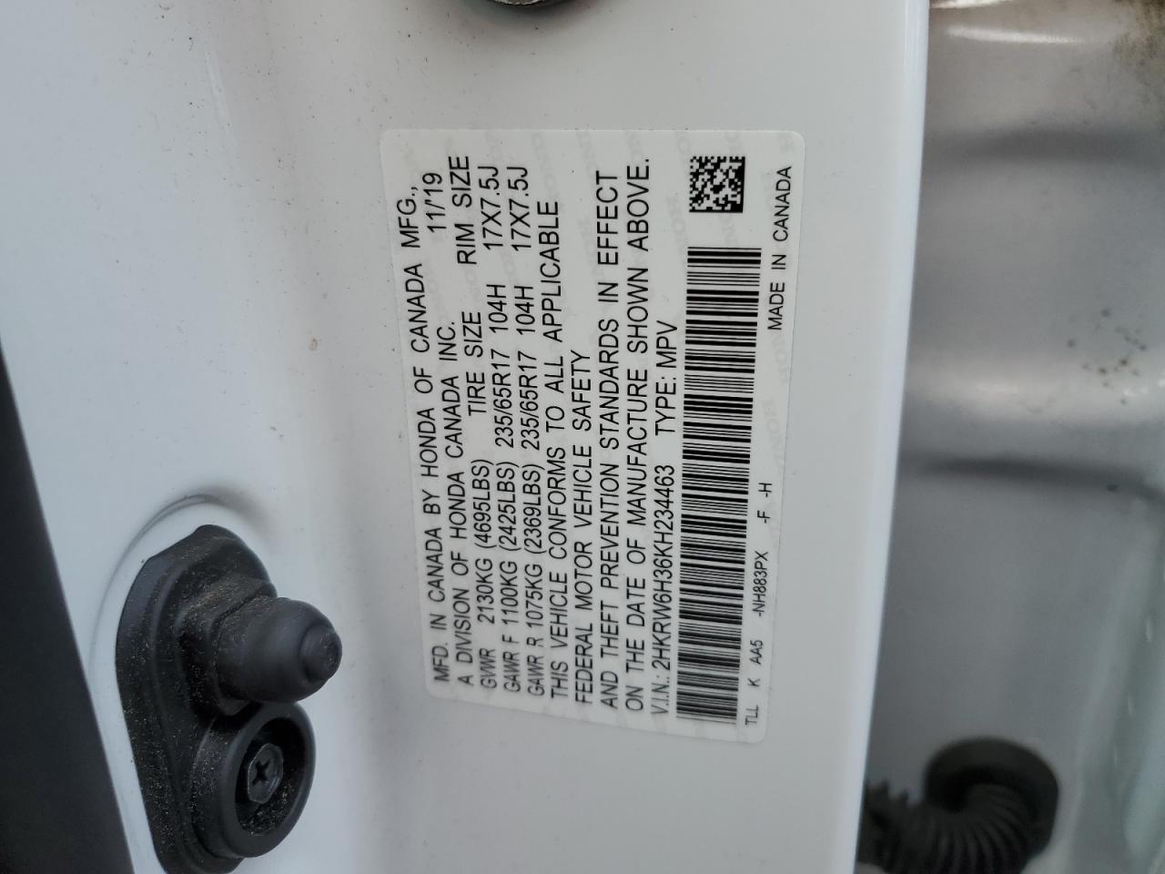 Photo 12 VIN: 2HKRW6H36KH234463 - HONDA CR-V 