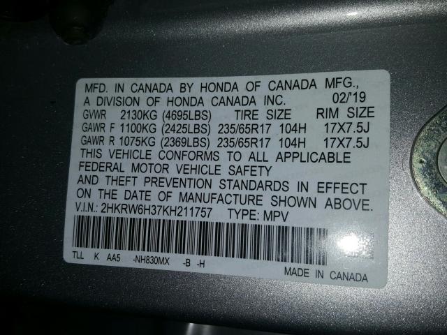 Photo 9 VIN: 2HKRW6H37KH211757 - HONDA CR-V LX 