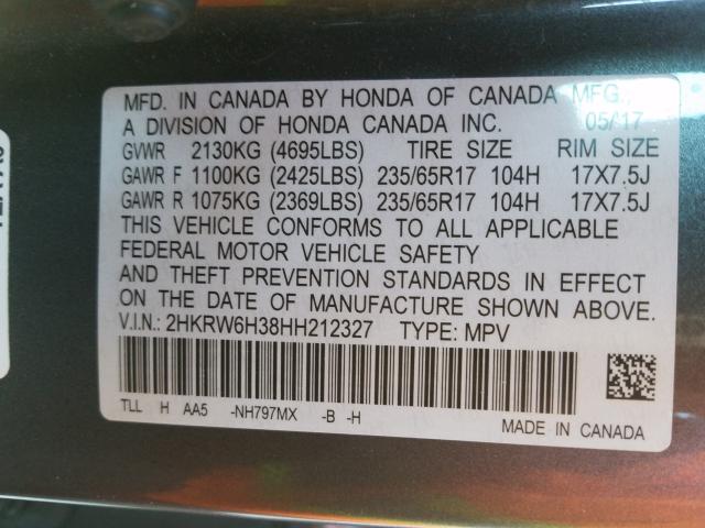 Photo 9 VIN: 2HKRW6H38HH212327 - HONDA CR-V 