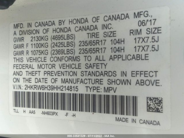 Photo 8 VIN: 2HKRW6H39HH214815 - HONDA CR-V 