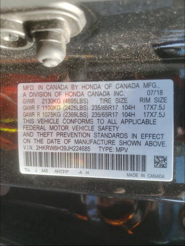 Photo 9 VIN: 2HKRW6H39JH224685 - HONDA CR-V LX 