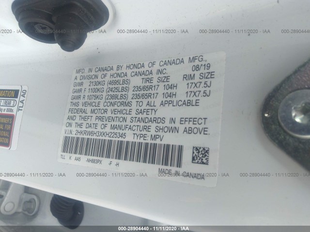 Photo 8 VIN: 2HKRW6H3XKH225345 - HONDA CR-V 