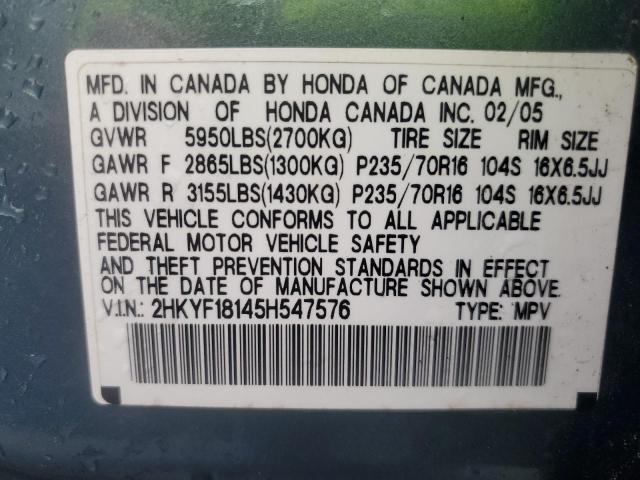 Photo 11 VIN: 2HKYF18145H547576 - HONDA PILOT 