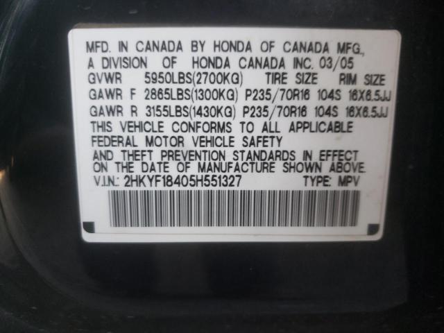 Photo 9 VIN: 2HKYF18405H551327 - HONDA PILOT EX 