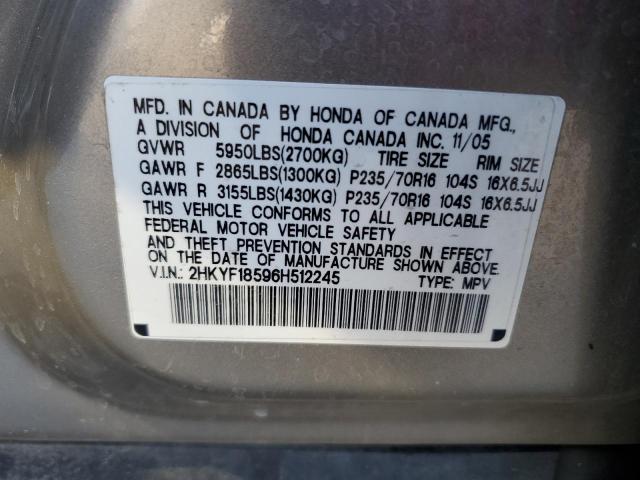 Photo 13 VIN: 2HKYF18596H512245 - HONDA PILOT EX 