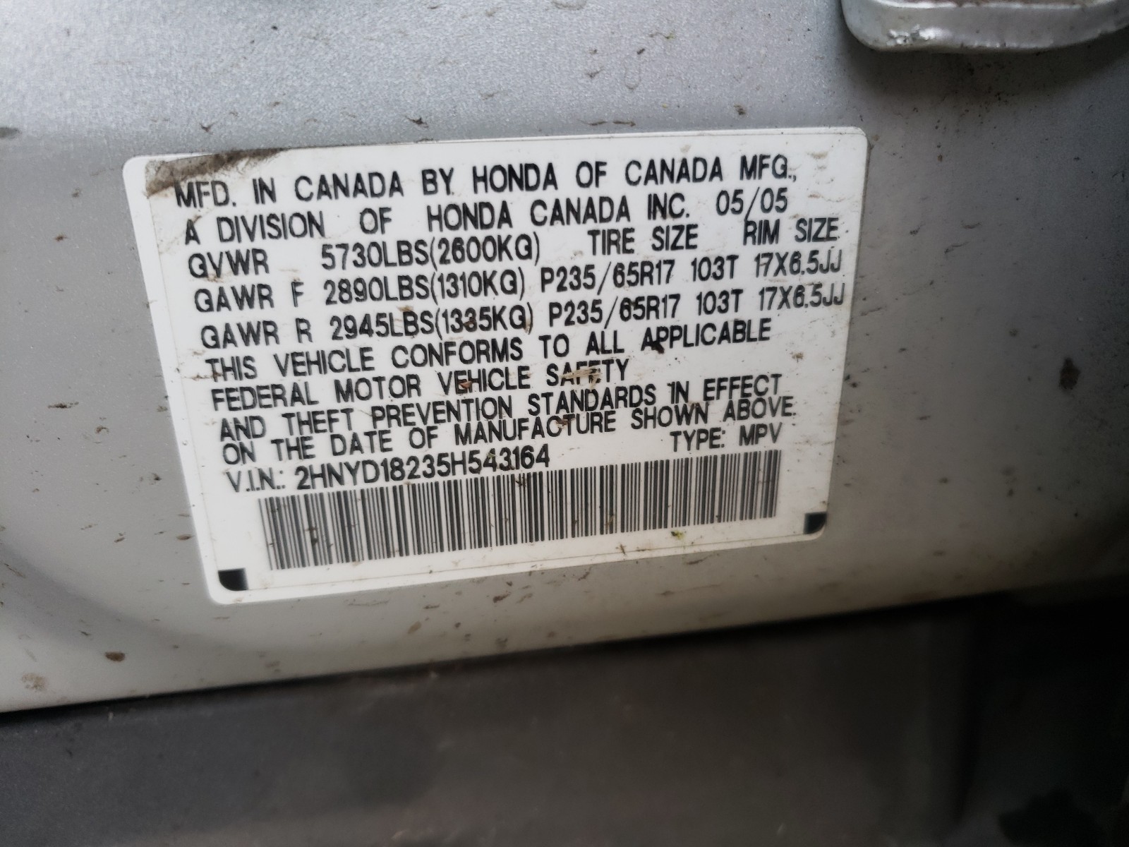 Photo 9 VIN: 2HNYD18235H543164 - ACURA MDX 