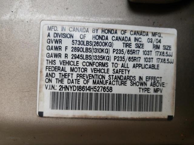 Photo 9 VIN: 2HNYD18614H527658 - ACURA MDX 