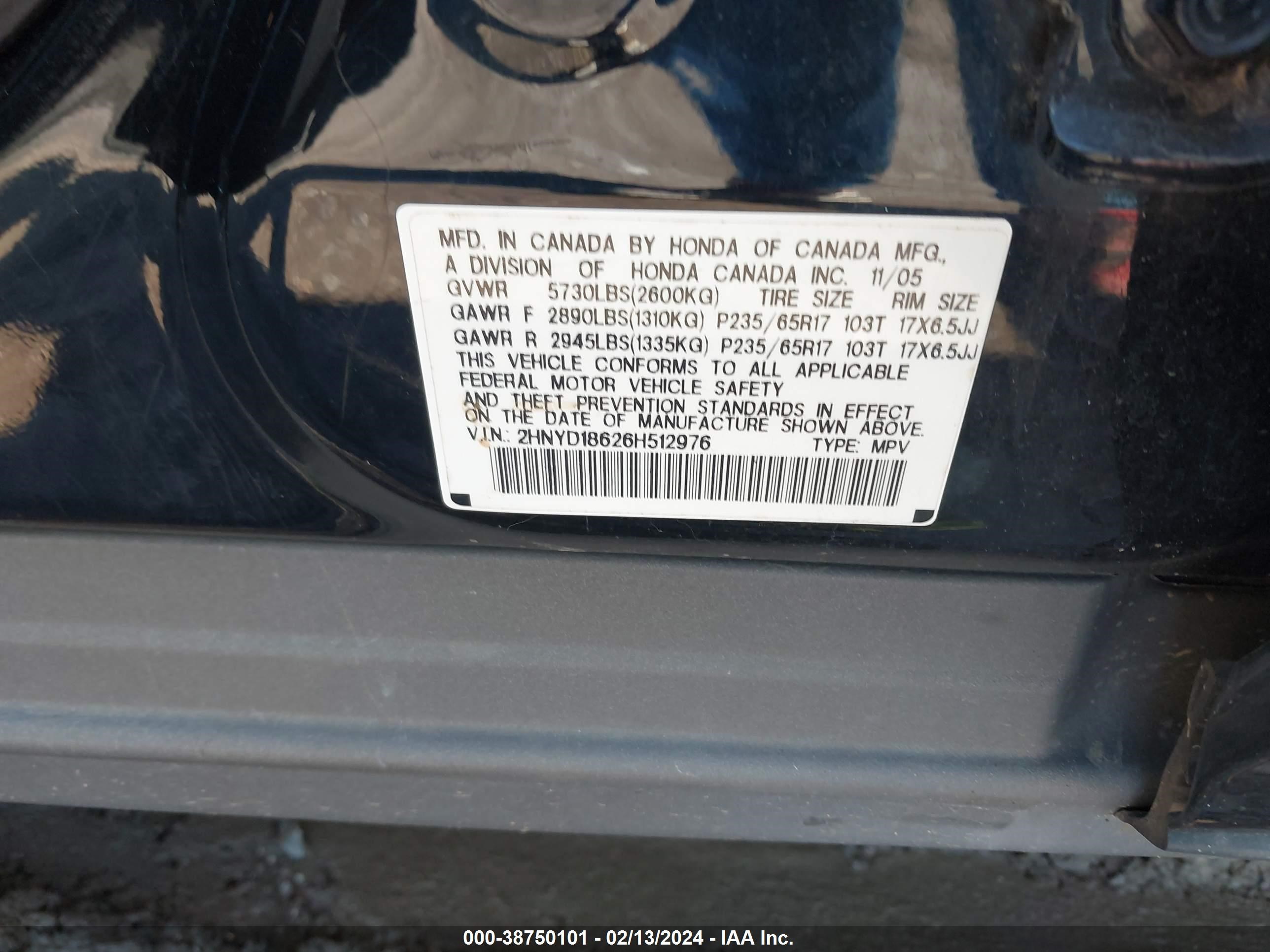 Photo 8 VIN: 2HNYD18626H512976 - ACURA MDX 