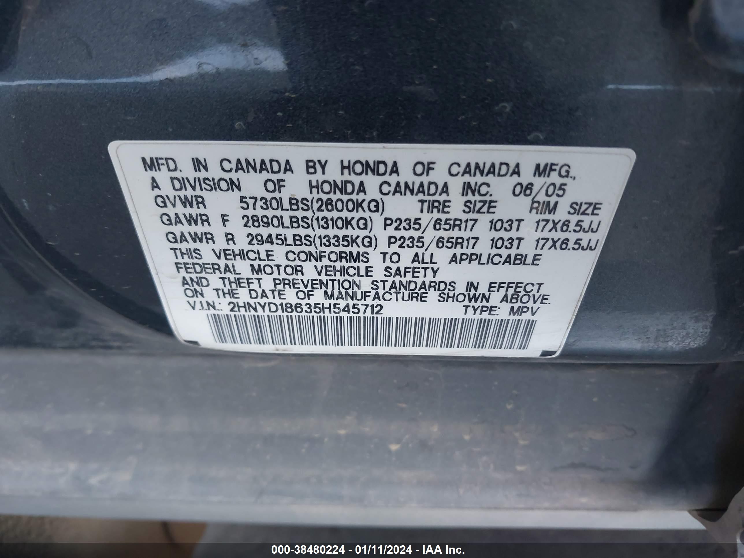 Photo 8 VIN: 2HNYD18635H545712 - ACURA MDX 