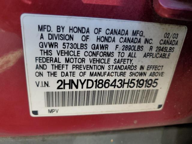 Photo 12 VIN: 2HNYD18643H519195 - ACURA MDX 