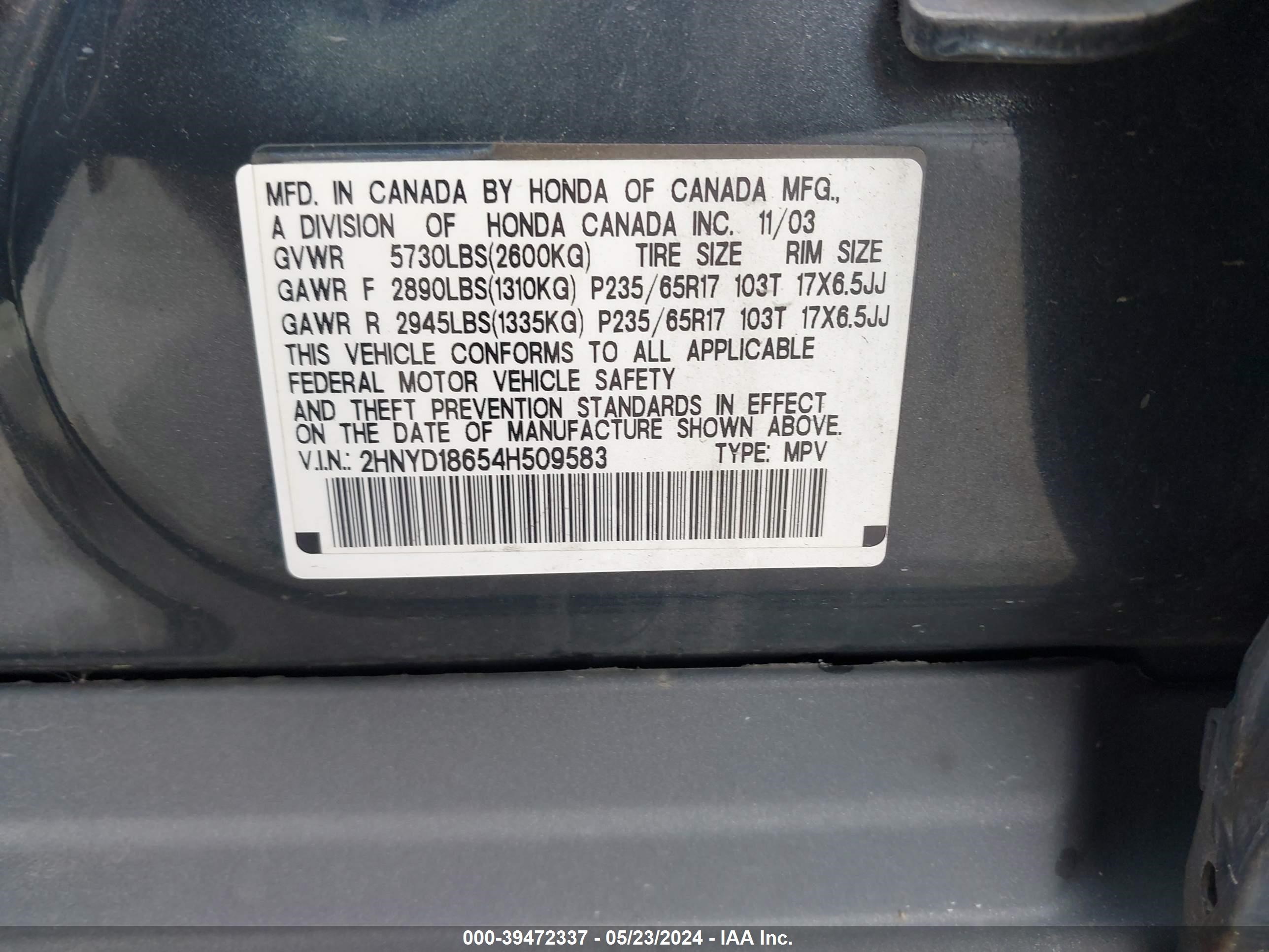 Photo 8 VIN: 2HNYD18654H509583 - ACURA MDX 