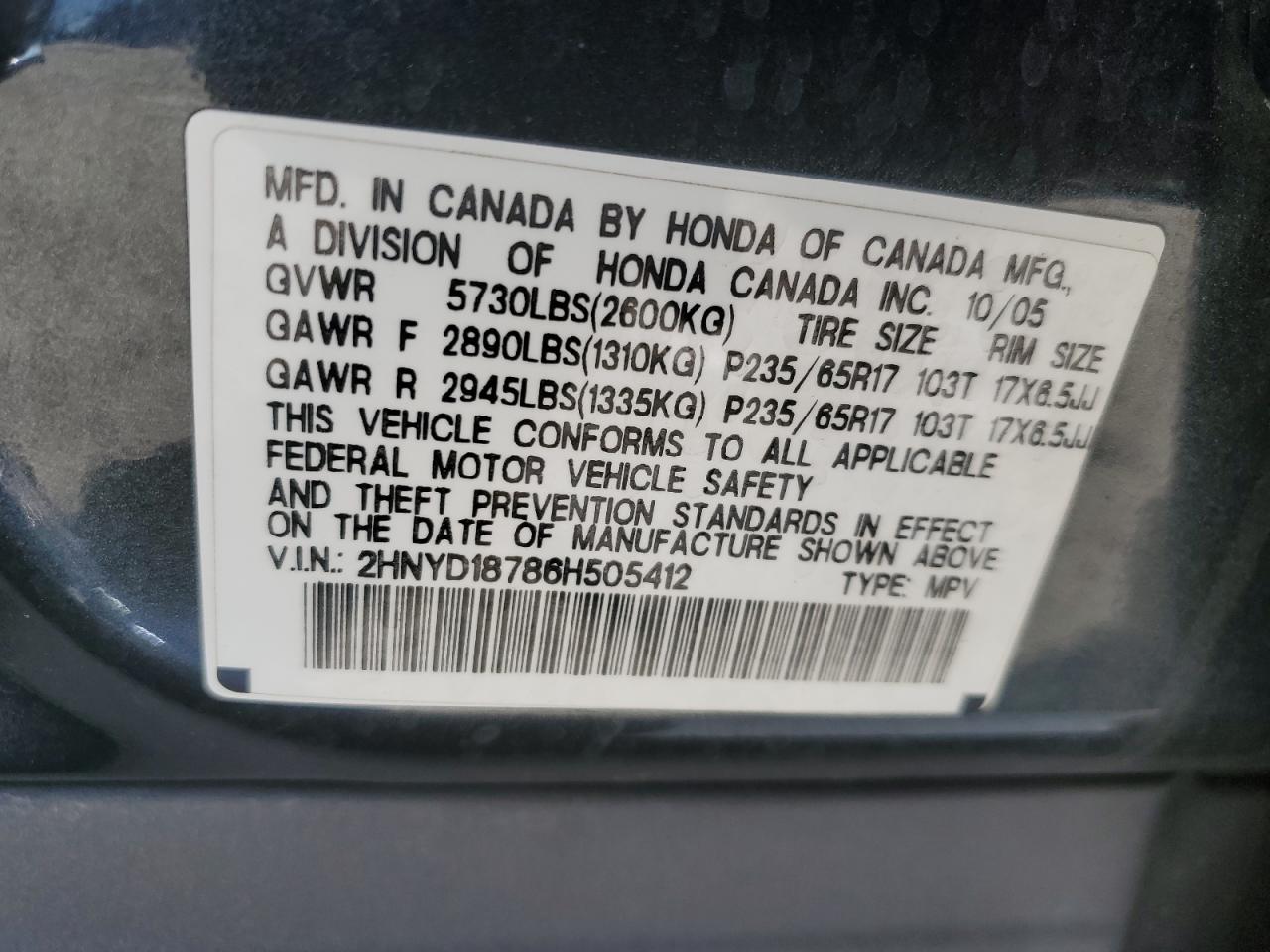 Photo 13 VIN: 2HNYD18786H505412 - ACURA MDX 