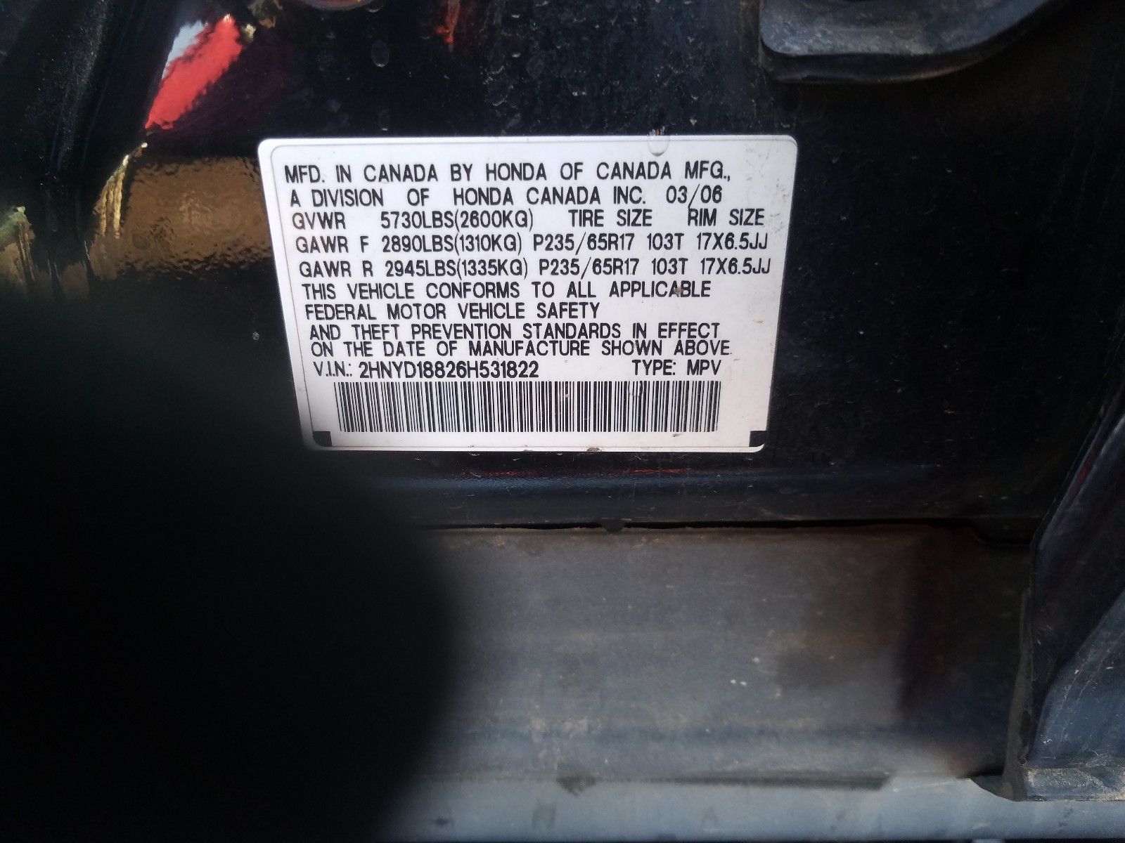 Photo 9 VIN: 2HNYD18826H531822 - ACURA MDX TOURIN 