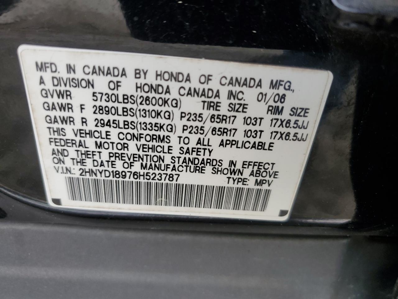 Photo 12 VIN: 2HNYD18976H523787 - ACURA MDX 