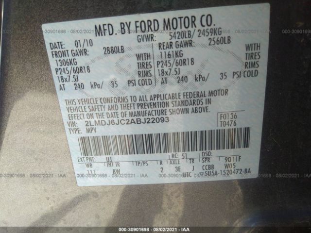 Photo 8 VIN: 2LMDJ6JC2ABJ22093 - LINCOLN MKX 