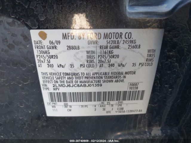 Photo 8 VIN: 2LMDJ6JC8ABJ01359 - LINCOLN MKX 