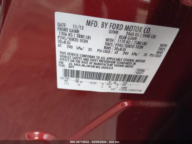 Photo 8 VIN: 2LMDJ6JK0EBL00533 - LINCOLN MKX 