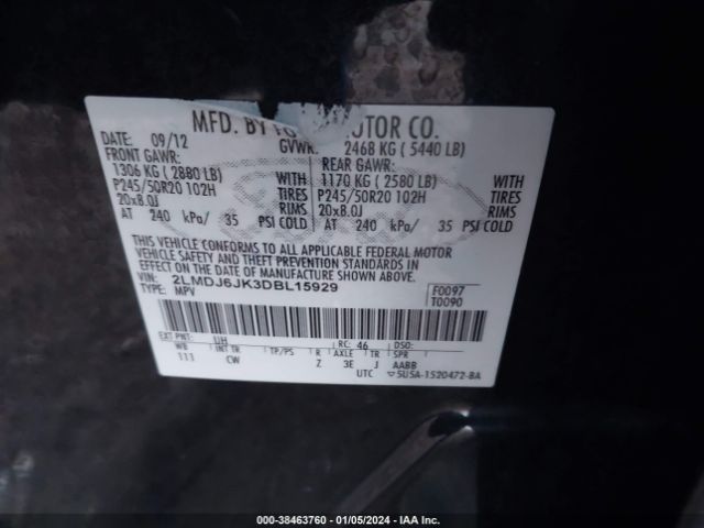 Photo 8 VIN: 2LMDJ6JK3DBL15929 - LINCOLN MKX 