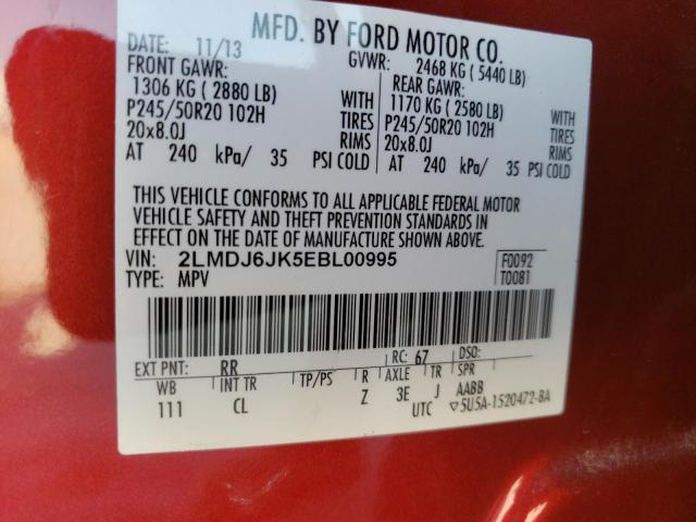 Photo 13 VIN: 2LMDJ6JK5EBL00995 - LINCOLN MKX 