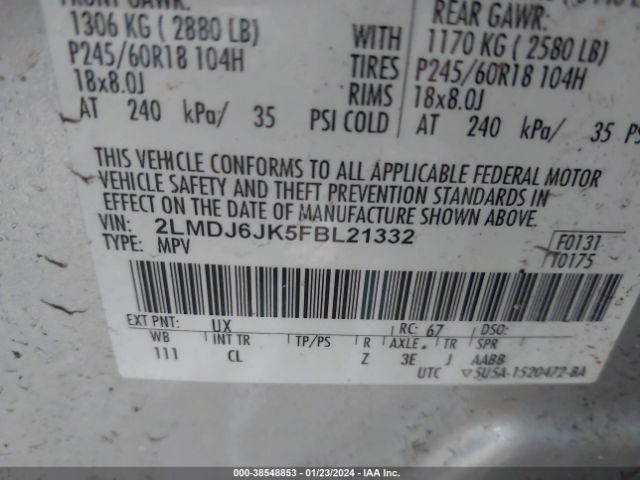 Photo 8 VIN: 2LMDJ6JK5FBL21332 - LINCOLN MKX 