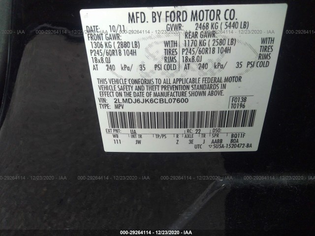 Photo 8 VIN: 2LMDJ6JK6CBL07600 - LINCOLN MKX 