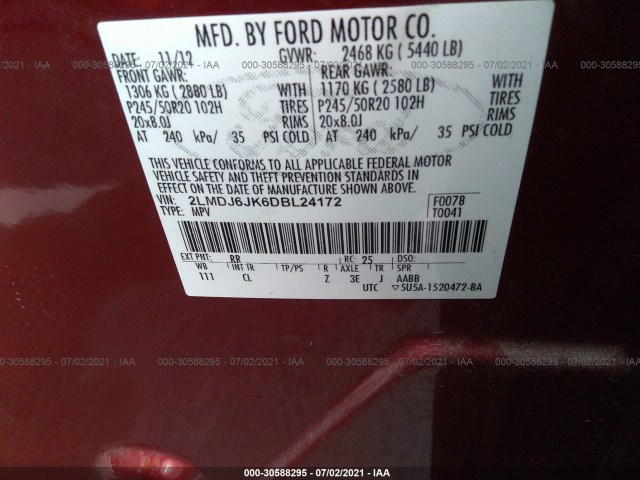 Photo 8 VIN: 2LMDJ6JK6DBL24172 - LINCOLN MKX 