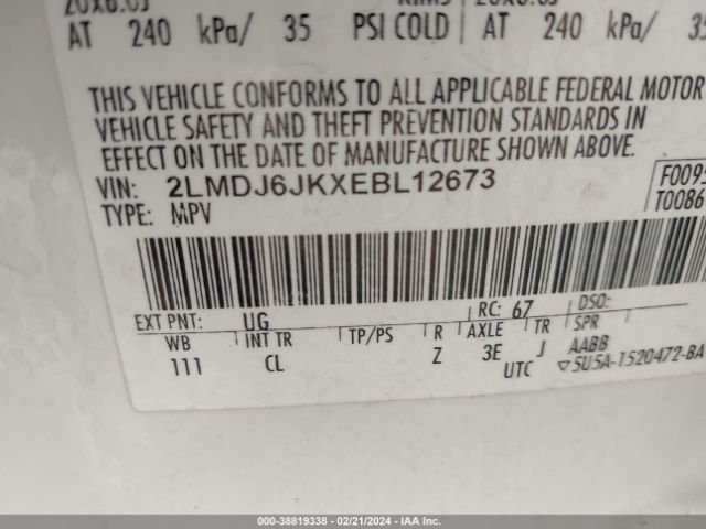 Photo 8 VIN: 2LMDJ6JKXEBL12673 - LINCOLN MKX 