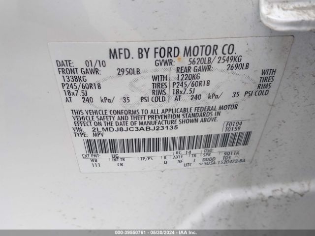 Photo 8 VIN: 2LMDJ8JC3ABJ23135 - LINCOLN MKX 