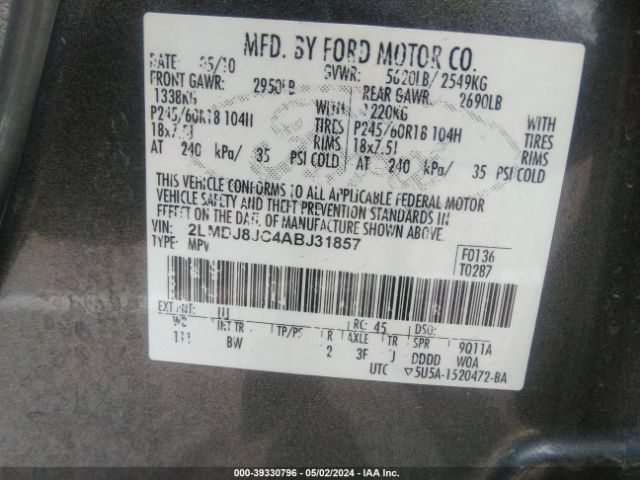 Photo 8 VIN: 2LMDJ8JC4ABJ31857 - LINCOLN MKX 