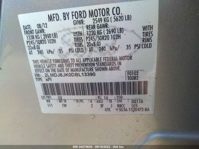 Photo 8 VIN: 2LMDJ8JK0DBL13390 - LINCOLN MKX 