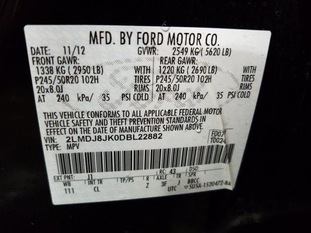 Photo 9 VIN: 2LMDJ8JK0DBL22882 - LINCOLN MKX 