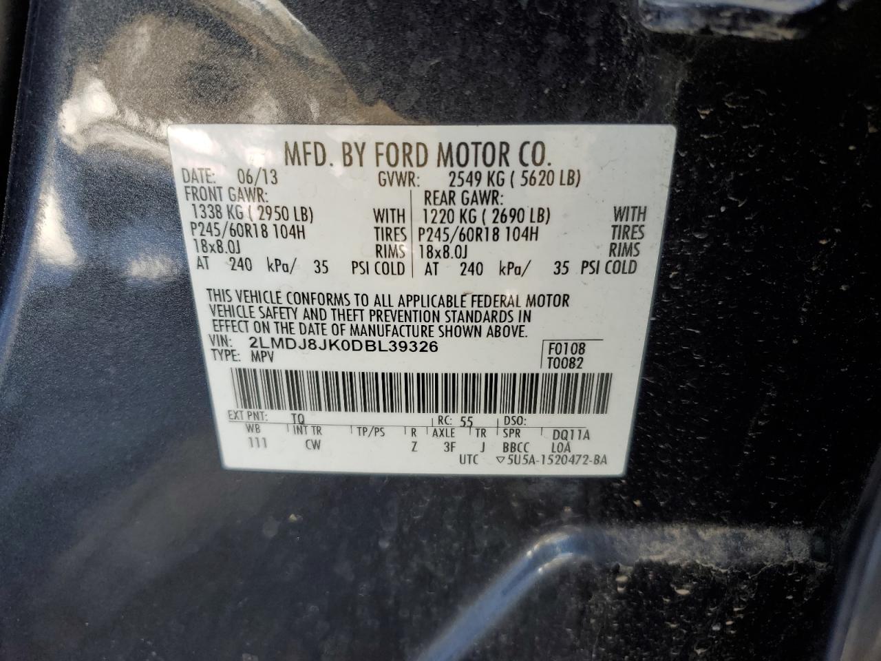 Photo 12 VIN: 2LMDJ8JK0DBL39326 - LINCOLN MKX 