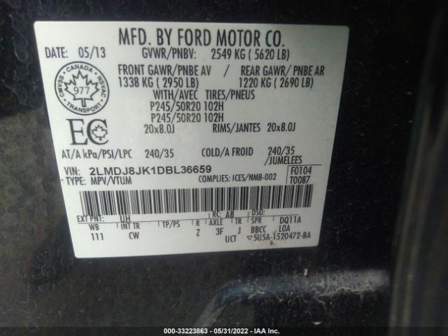 Photo 8 VIN: 2LMDJ8JK1DBL36659 - LINCOLN MKX 