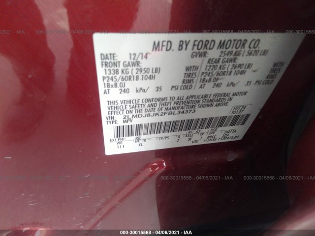 Photo 8 VIN: 2LMDJ8JK2FBL34373 - LINCOLN MKX 