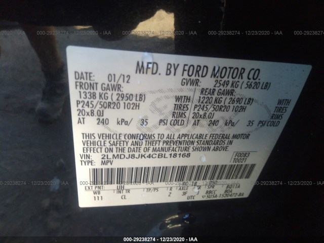 Photo 8 VIN: 2LMDJ8JK4CBL18168 - LINCOLN MKX 