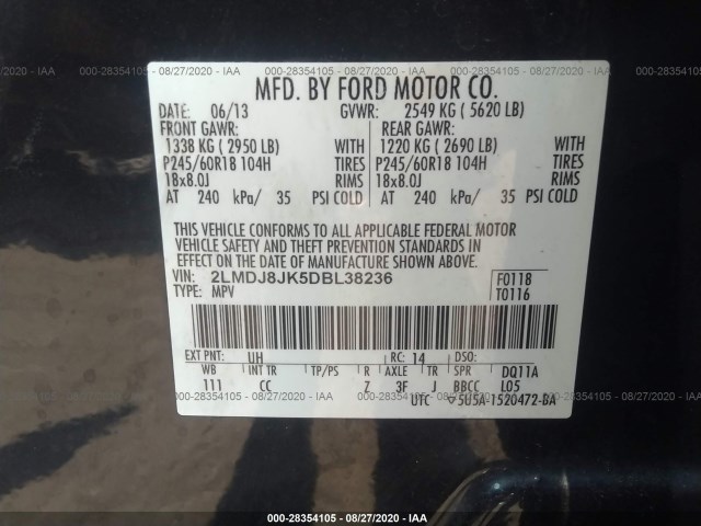 Photo 8 VIN: 2LMDJ8JK5DBL38236 - LINCOLN MKX 