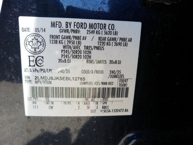 Photo 9 VIN: 2LMDJ8JK5EBL12785 - LINCOLN MKX 