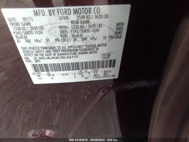 Photo 8 VIN: 2LMDJ8JK6CBL02117 - LINCOLN MKX 