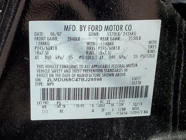 Photo 12 VIN: 2LMDU68C47BJ29598 - LINCOLN MKX 