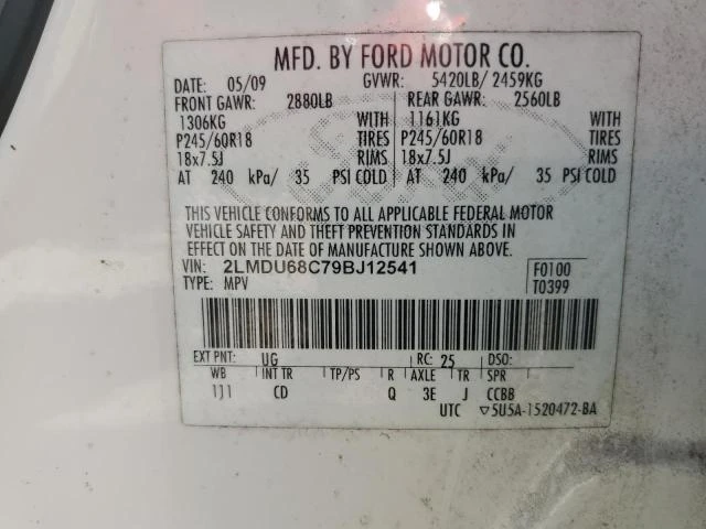 Photo 11 VIN: 2LMDU68C79BJ12541 - LINCOLN MKX 