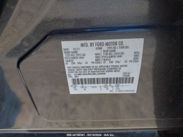 Photo 8 VIN: 2LMPJ6KR0JBL25600 - LINCOLN MKX 