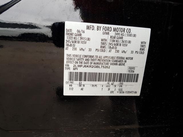 Photo 9 VIN: 2LMPJ6KR2GBL75262 - LINCOLN MKX SELECT 