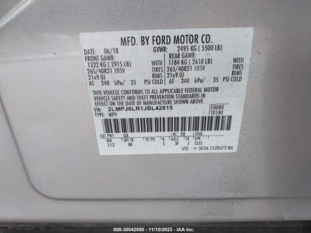 Photo 8 VIN: 2LMPJ6LR1JBL42615 - LINCOLN MKX 