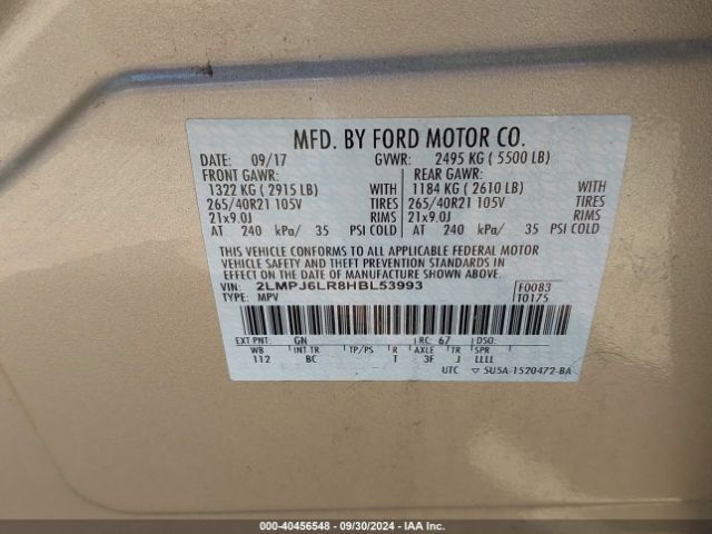 Photo 8 VIN: 2LMPJ6LR8HBL53993 - LINCOLN MKX 