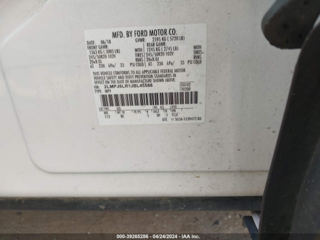 Photo 8 VIN: 2LMPJ8LR1JBL45588 - LINCOLN MKX 