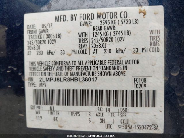 Photo 8 VIN: 2LMPJ8LR8HBL38017 - LINCOLN MKX 