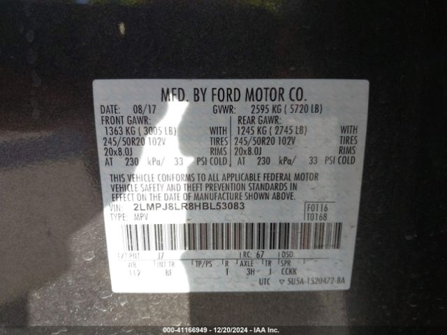 Photo 8 VIN: 2LMPJ8LR8HBL53083 - LINCOLN MKX 