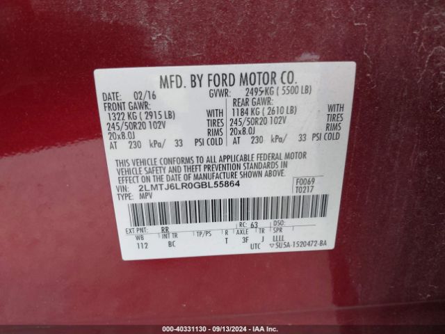 Photo 8 VIN: 2LMTJ6LR0GBL55864 - LINCOLN MKX 