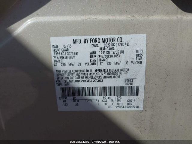 Photo 8 VIN: 2LMTJ8KP0GBL27302 - LINCOLN MKX 